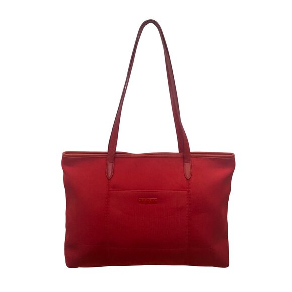 Coach Women’s Red Nylon With Leather Handles Zipper Closure Tote Bag - Picture 1 of 14